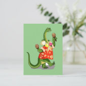 Illustratie van een brontosaurus die Maracas speel Briefkaart (Staand voorkant)
