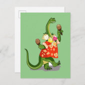 Illustratie van een brontosaurus die Maracas speel Briefkaart (Voorkant / Achterkant)