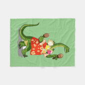 Illustratie van een brontosaurus die Maracas speel Fleece Deken (Voorkant (Horizontaal))