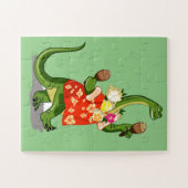 Illustratie van een brontosaurus die Maracas speel Legpuzzel (Horizontaal)