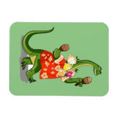 Illustratie van een brontosaurus die Maracas speel Magneet (Horizontaal)