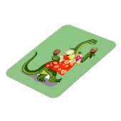 Illustratie van een brontosaurus die Maracas speel Magneet (Linkerzijde)