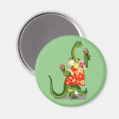 Illustratie van een brontosaurus die Maracas speel Magneet (Voorkant / Achterkant)