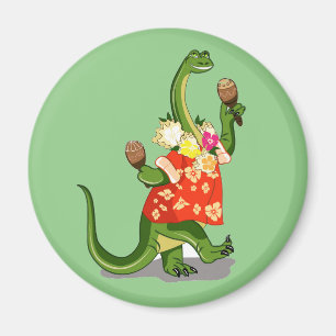 Illustratie van een brontosaurus die Maracas speel Magneet
