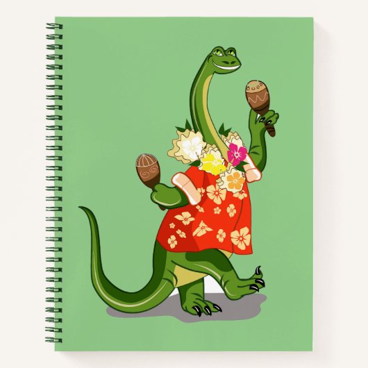 Illustratie van een brontosaurus die Maracas speel Notitieboek (Voorkant)