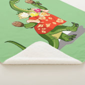 Illustratie van een brontosaurus die Maracas speel Sherpa Deken (3/4)