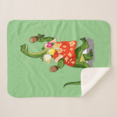 Illustratie van een brontosaurus die Maracas speel Sherpa Deken (Voorkant (horizontaal))