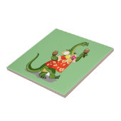 Illustratie van een brontosaurus die Maracas speel Tegeltje (Zijkant)