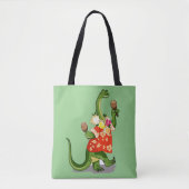 Illustratie van een brontosaurus die Maracas speel Tote Bag (Voorkant)