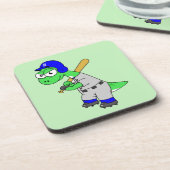 Illustratie van een brontosaurus-honkbalspeler. bier onderzetter (Linkerzijde)