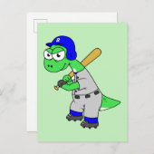 Illustratie van een brontosaurus-honkbalspeler. briefkaart (Voorkant / Achterkant)