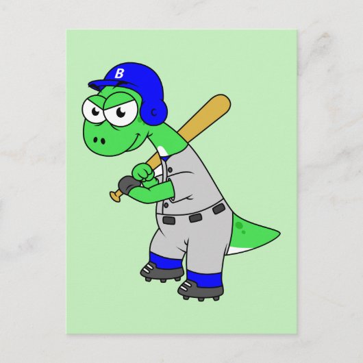 Illustratie van een brontosaurus-honkbalspeler. briefkaart (Voorkant)