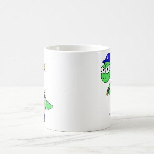 Illustratie van een brontosaurus-honkbalspeler. koffiemok (Center)