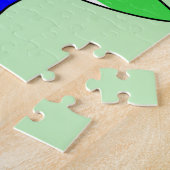 Illustratie van een brontosaurus-honkbalspeler. legpuzzel (Zijkant)