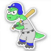 Illustratie van een brontosaurus-honkbalspeler. sticker (Voorkant)