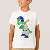 Illustratie van een brontosaurus-honkbalspeler. t-shirt (Voorkant)