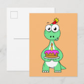Illustratie van een brontosaurus met verjaardagsta briefkaart (Voorkant / Achterkant)