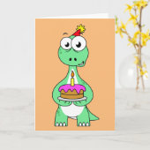 Illustratie van een Brontosaurus met verjaardagsta Kaart (Gele Bloem)