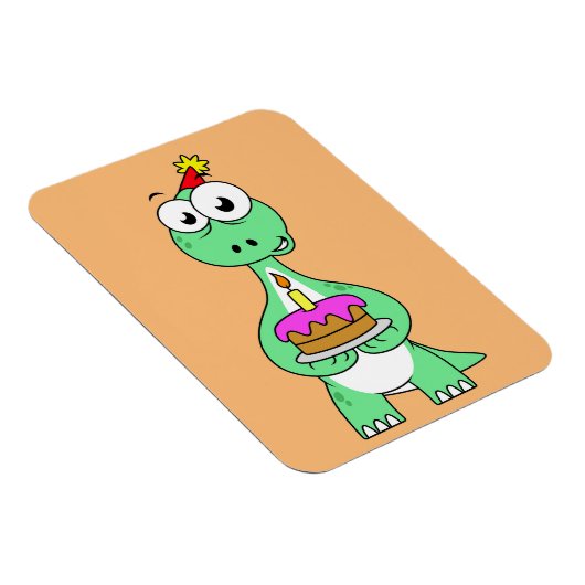 Illustratie van een brontosaurus met verjaardagsta magneet (Rechterzijde)