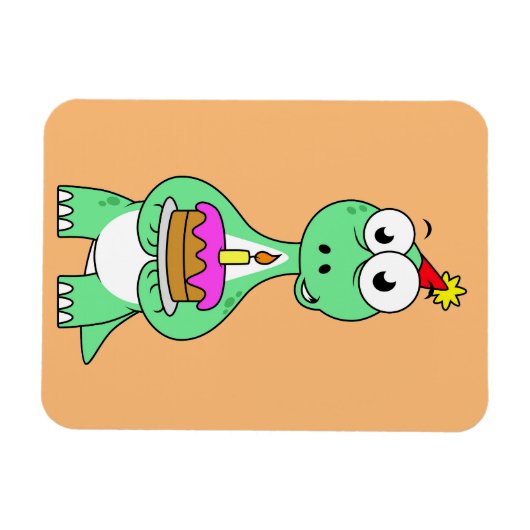 Illustratie van een brontosaurus met verjaardagsta magneet (Horizontaal)