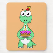 Illustratie van een brontosaurus met verjaardagsta muismat (Voorkant)