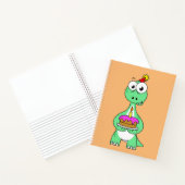 Illustratie van een brontosaurus met verjaardagsta notitieboek (Binnen)
