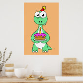 Illustratie van een brontosaurus met verjaardagsta poster (Keuken)