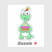 Illustratie van een brontosaurus met verjaardagsta sticker (Vel)