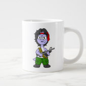 Illustratie van een brontosaurus verkleed als Ramb Grote Koffiekop (Rechts)