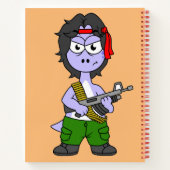 Illustratie van een brontosaurus verkleed als Ramb Notitieboek (Achterkant)