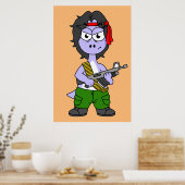 Illustratie van een brontosaurus verkleed als Ramb Poster (Keuken)