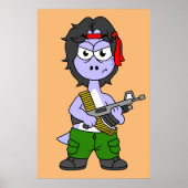 Illustratie van een brontosaurus verkleed als Ramb Poster (Voorkant)