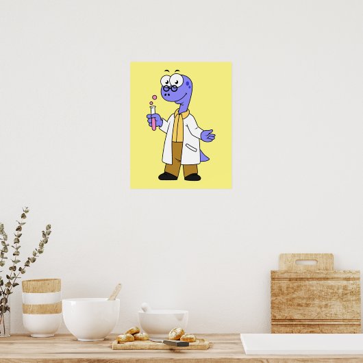 Illustratie van een brontosauruschemicus. poster (Keuken)