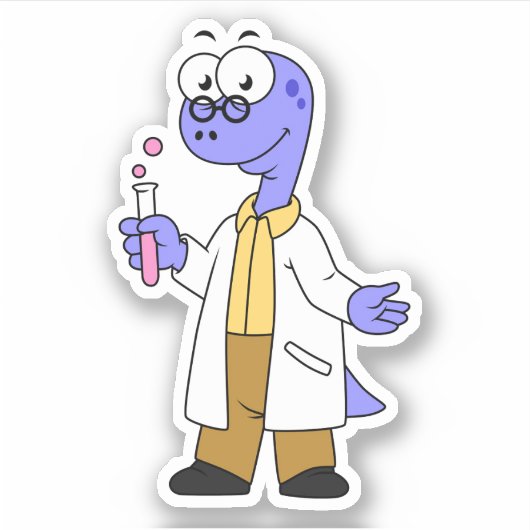 Illustratie van een brontosauruschemicus. sticker (Voorkant)