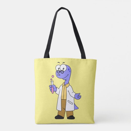 Illustratie van een brontosauruschemicus. tote bag (Achterkant)