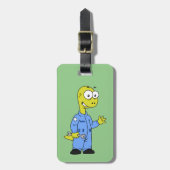 Illustratie van een brontosaurusmechanicus. bagagelabel (Voorkant verticaal)