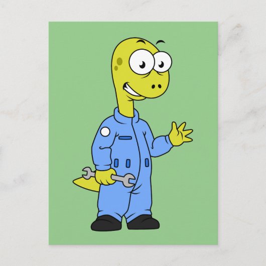 Illustratie van een brontosaurusmechanicus. briefkaart (Voorkant)