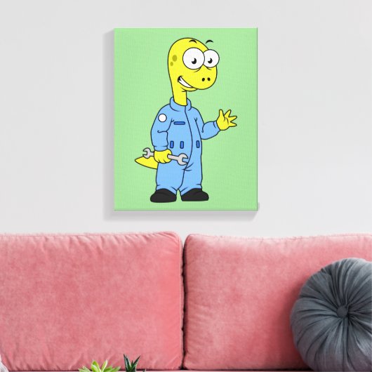 Illustratie van een brontosaurusmechanicus. canvas afdruk (Insitu (Woonkamer))