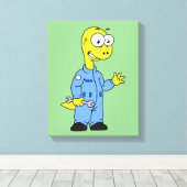 Illustratie van een brontosaurusmechanicus. canvas afdruk (Insitu (Houten vloer))