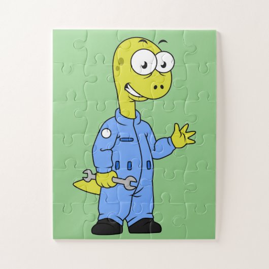 Illustratie van een brontosaurusmechanicus. legpuzzel (Verticaal)