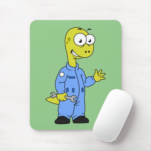 Illustratie van een brontosaurusmechanicus. muismat (Met muis)