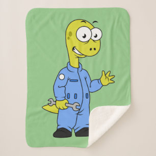 Illustratie van een brontosaurusmechanicus. sherpa deken