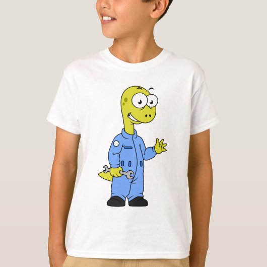 Illustratie van een brontosaurusmechanicus. t-shirt (Voorkant)