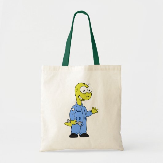 Illustratie van een brontosaurusmechanicus. tote bag (Voorkant)