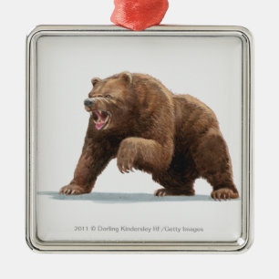 Illustratie van een bruin beer metalen ornament