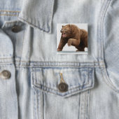 Illustratie van een bruin beer vierkante button 5,1 cm (In situ)