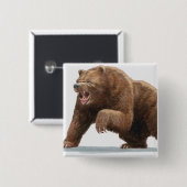 Illustratie van een bruin beer vierkante button 5,1 cm (Voorkant /achterkant)