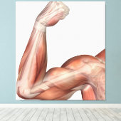 Illustratie van een buigzame arm met een menselijk canvas afdruk (Insitu (Houten vloer))