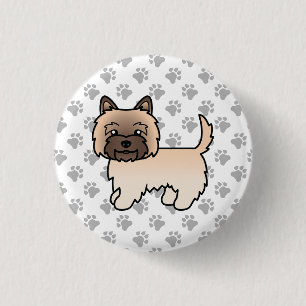 Illustratie van een Cairnterriër met tarwekleurige Ronde Button 3,2 Cm