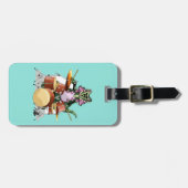 Illustratie van een chasmosaurus die de drums besp bagagelabel (Voorkant horizontaal)